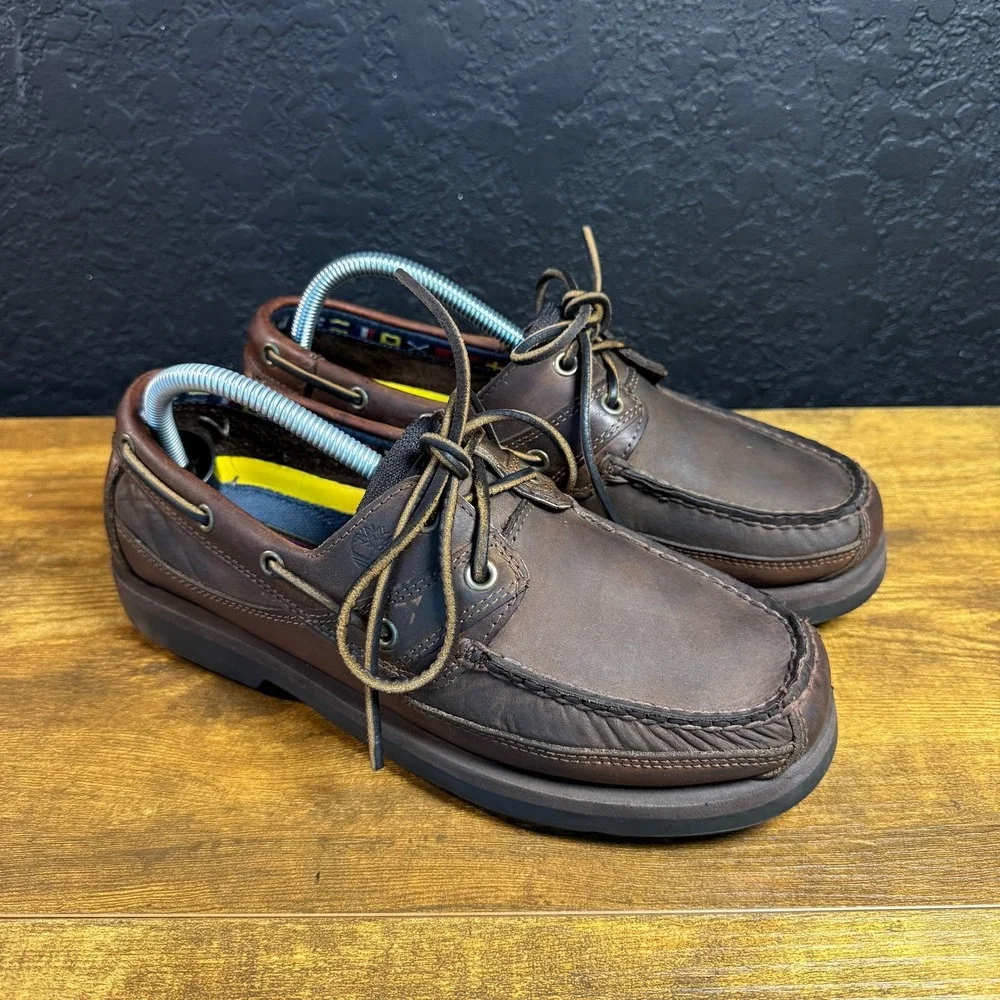 Timberland 71024 Brown Genuine Leather Boat Shoes Mens 8M